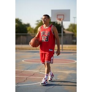 Raavin Chicago Bulls Michael Jordan 23 Mesh Basketball Jersey‎ Red Mens Large